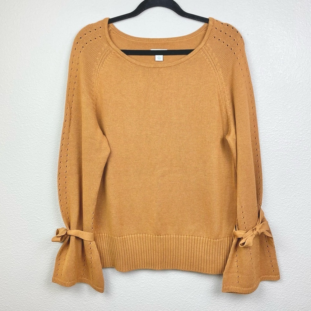 Sundance Women's Large Aryka Sweater Supima Cotton Merino Wool Mustard Yellow
